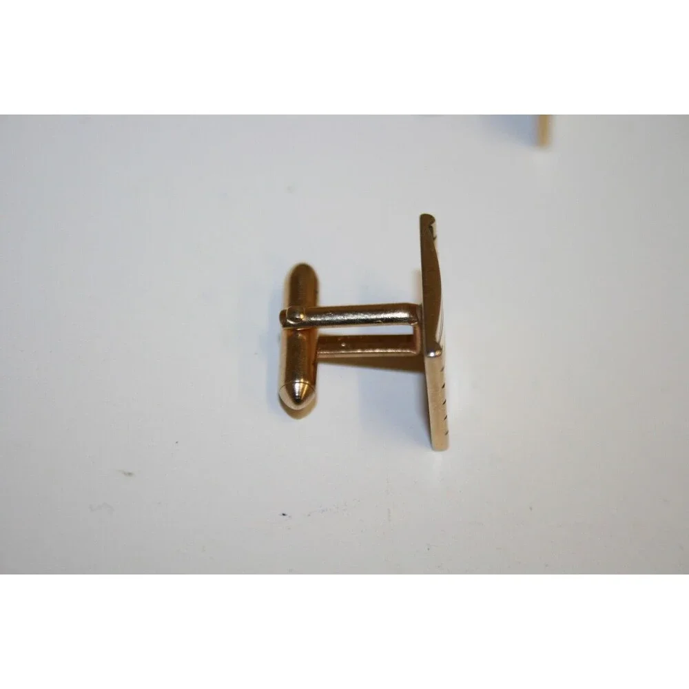Vintage Golden & Black 1960s MOD Squared Stitched Look SWANK Cuff Links Rare
